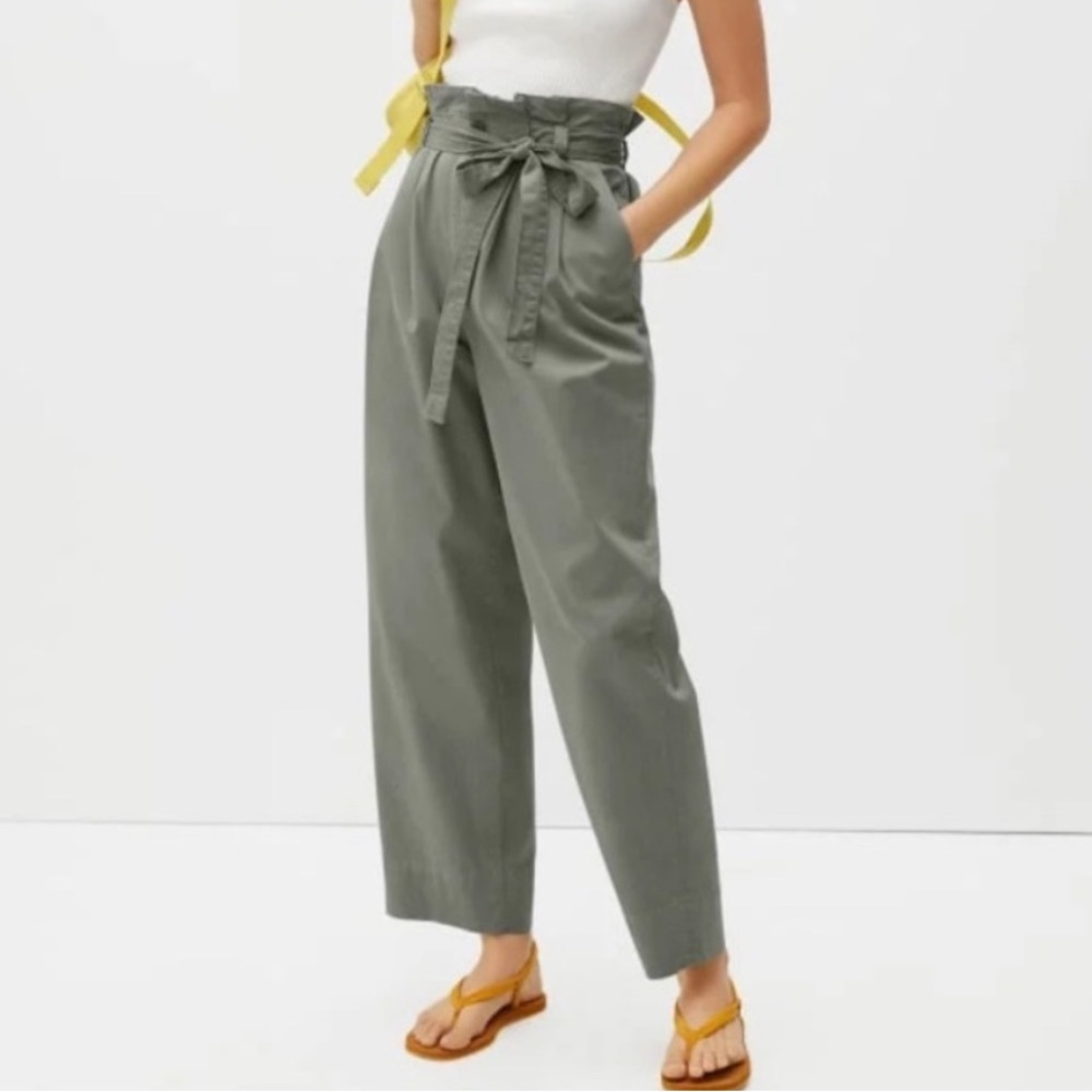 Everlane Olive Green Ankle Pants, Paper Bag Style, Women’s Size M